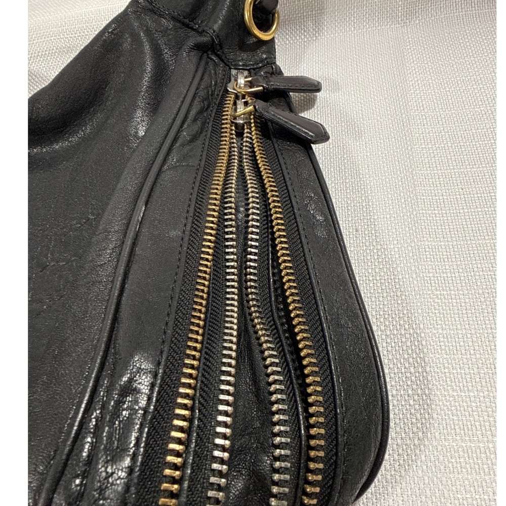 Marc by Marc Jacobs Black Leather Hobo Shoulder Bag Gold Hardware Slouchy - Picture 5 of 15